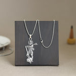 Silver Plated Standing Hanuman Gadha Pendant