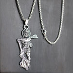 Silver Plated Standing Hanuman Gadha Pendant