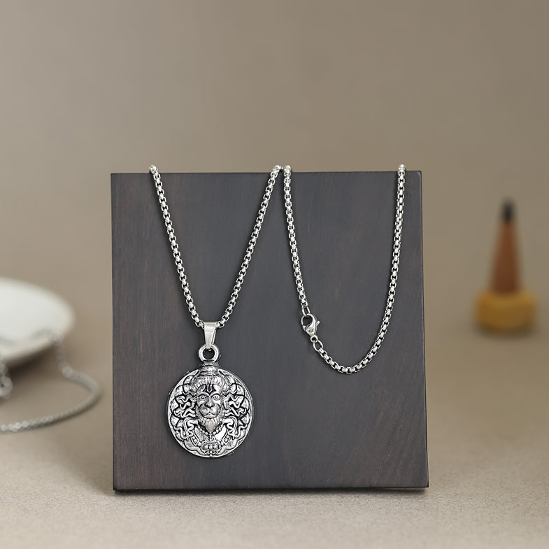 Silver Plated Bajrangbali Mukh Pendant