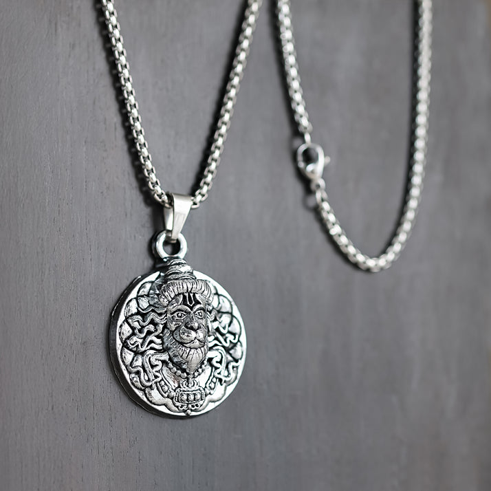 Silver Plated Bajrangbali Mukh Pendant