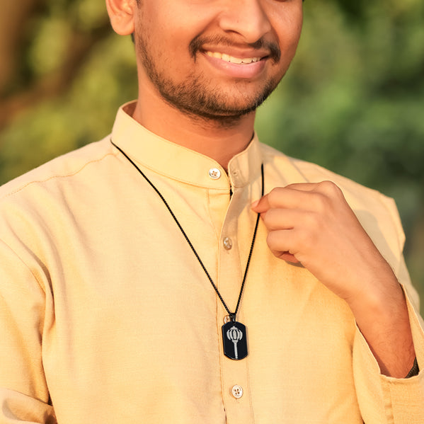 Oxidized Black Hanuman Gadha Pendant