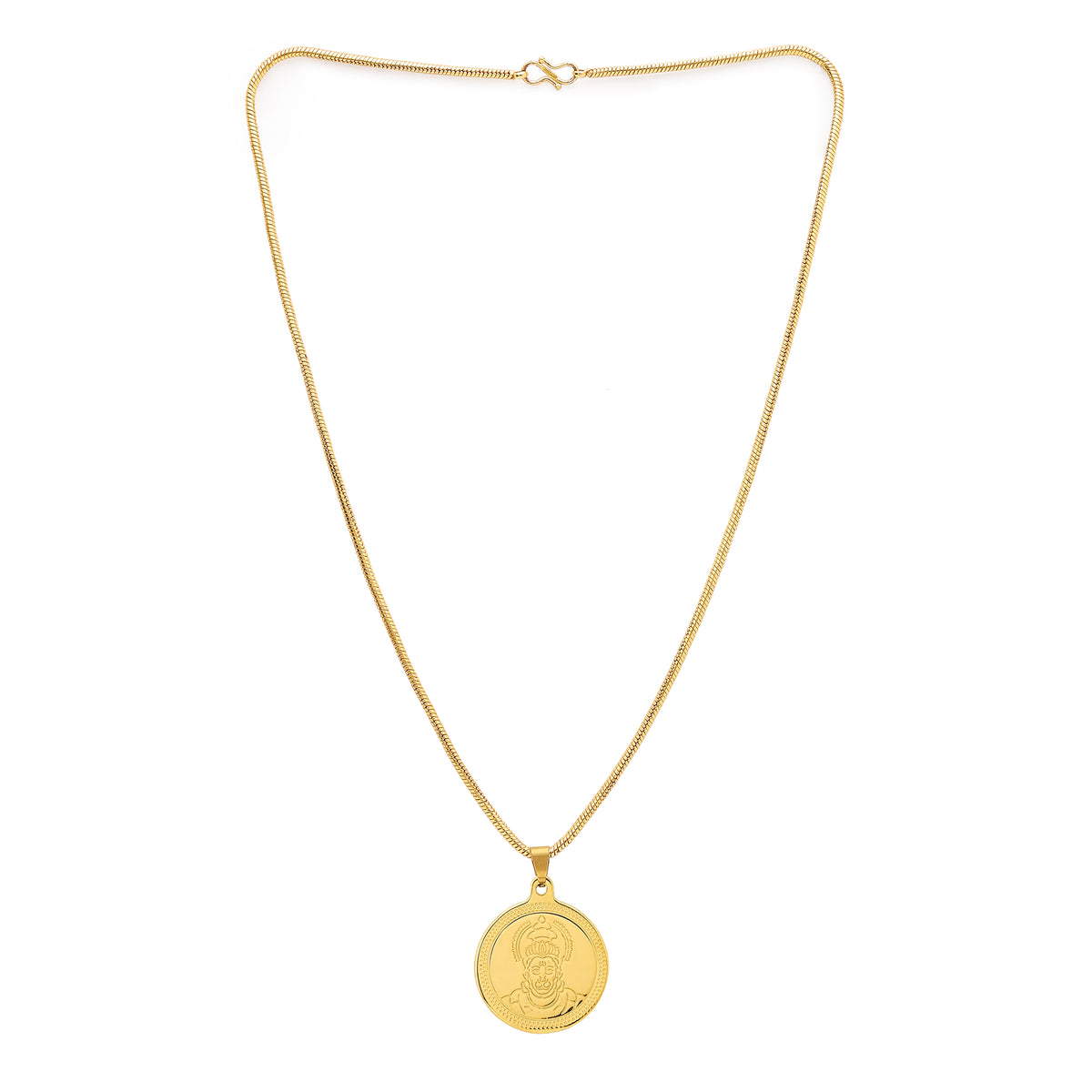 Gold Plated Hanuman Ji Coin Necklace - Plain