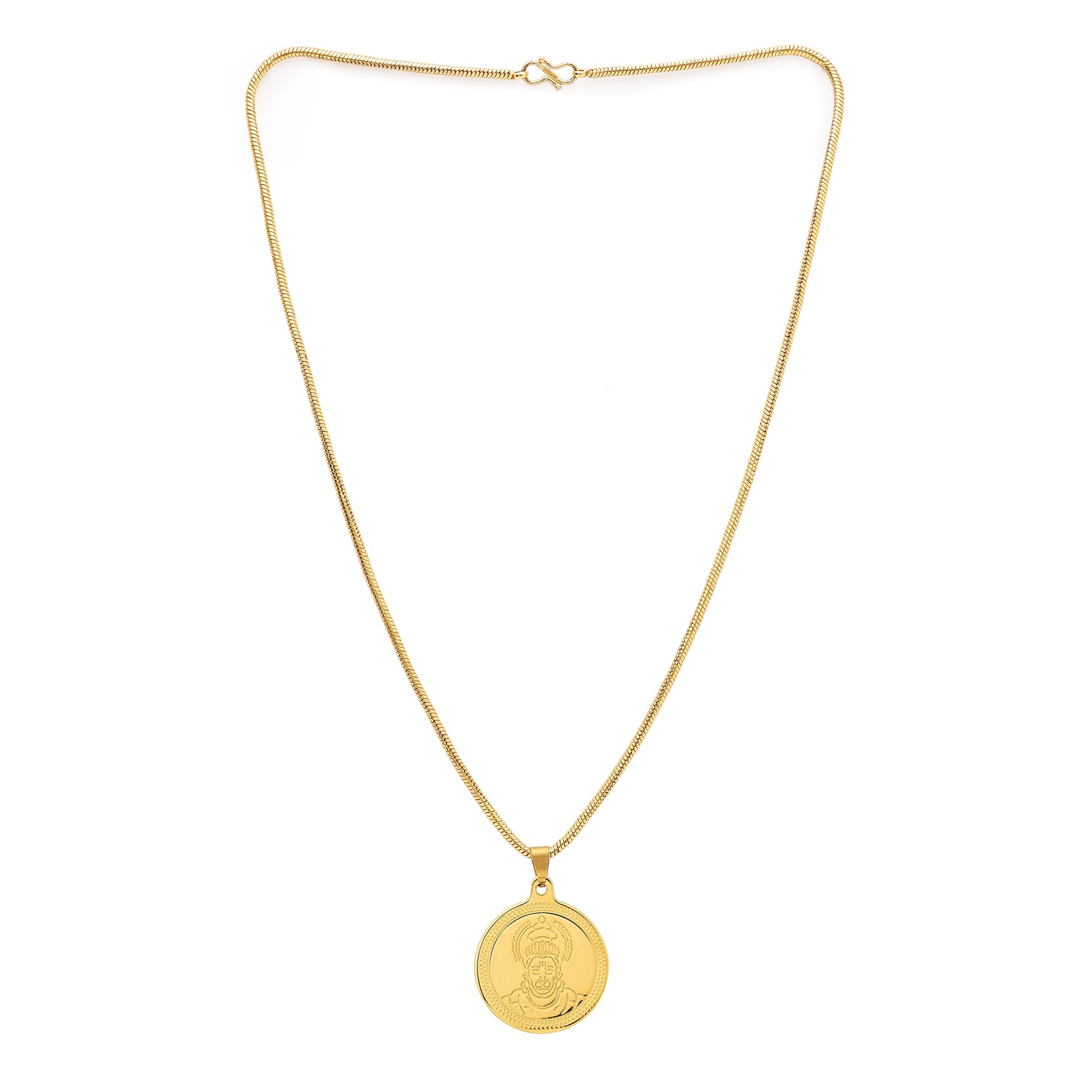 Gold Plated Hanuman Ji Coin Necklace - Plain
