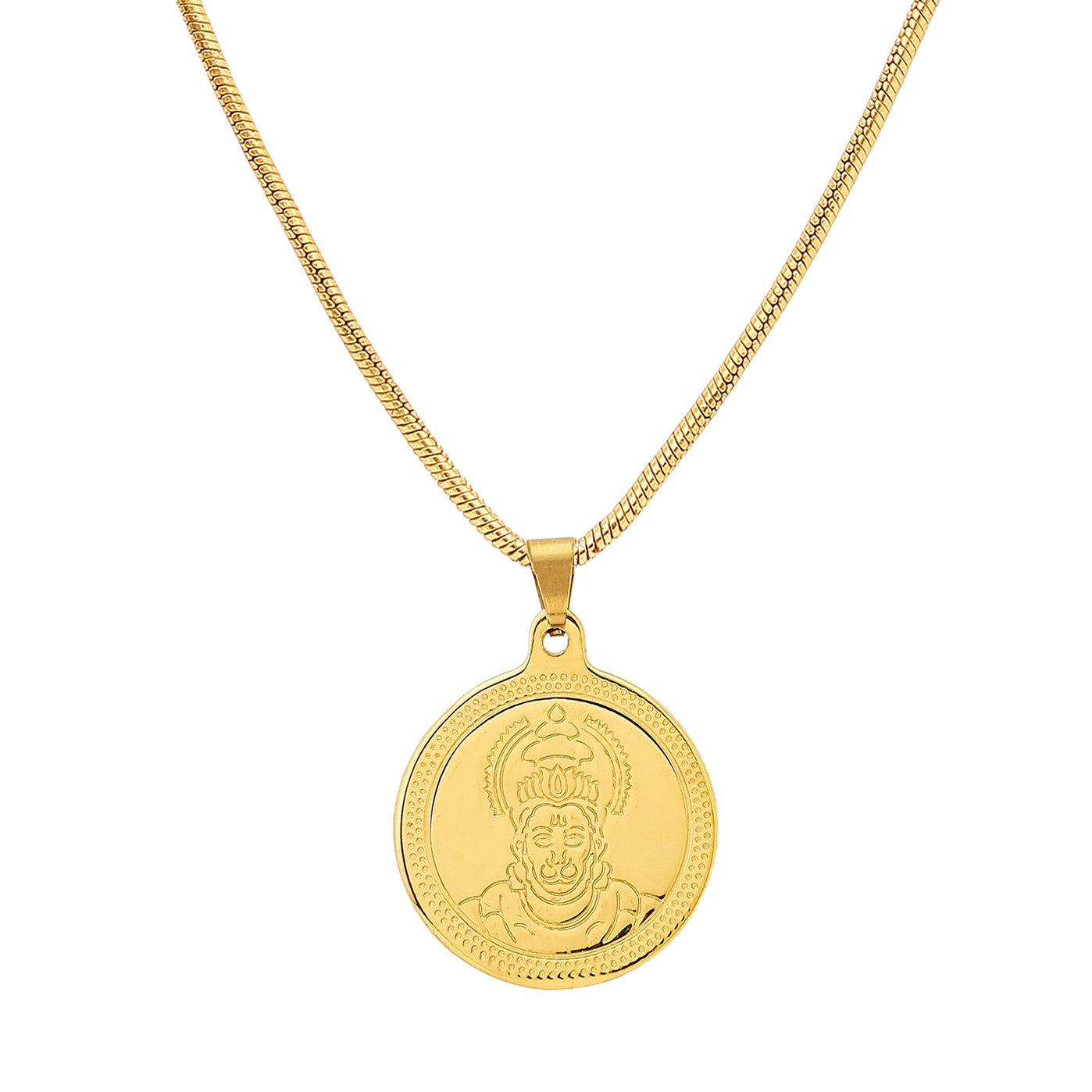 Gold Plated Hanuman Ji Coin Necklace - Plain