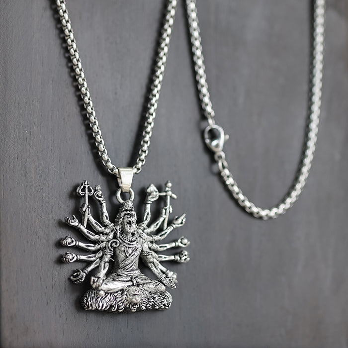 Silver Plated Mahadev Rudra Avatar Pendant