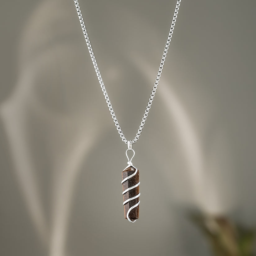Tiger Eye Stone Locket with Chain
