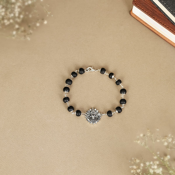 Lord Murgan Face Bracelet with Silver Capped Karungali