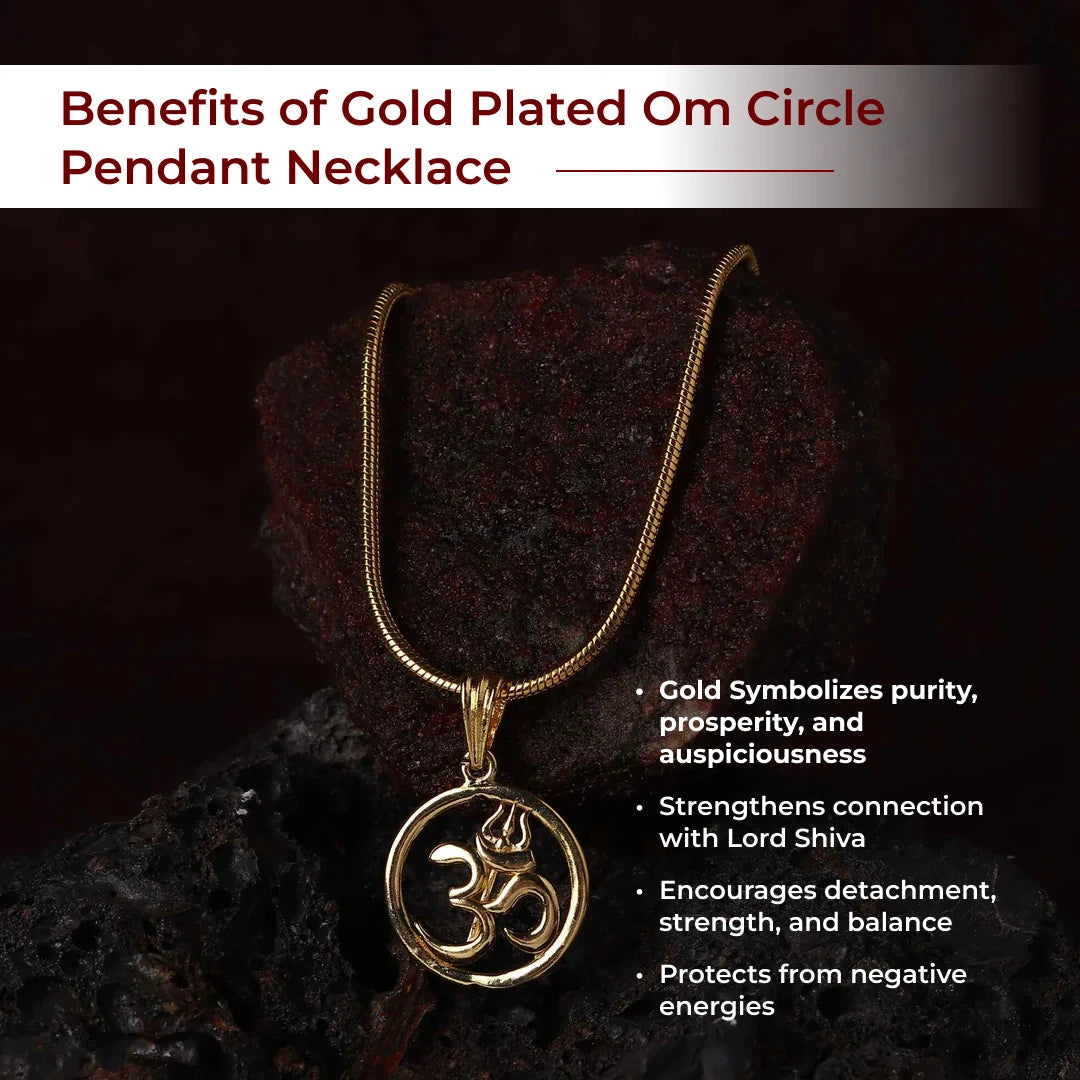 Gold Plated Om Circle Pendant Necklace
