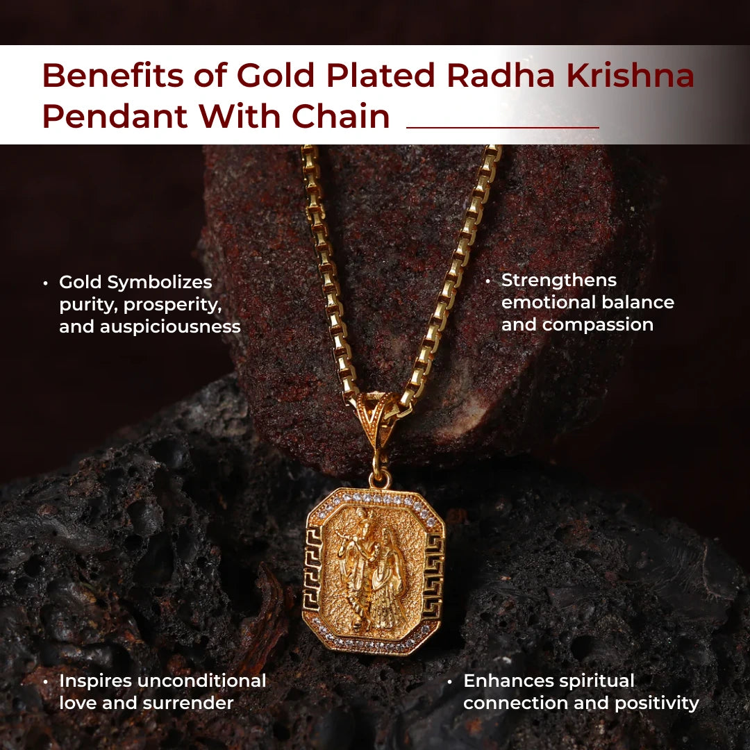 Gold Plated Radha Krishna Pendant With Chain