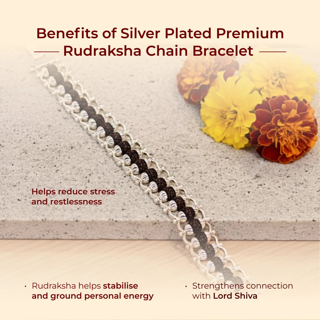 Silver Plated Premium Rudraksha Chain Bracelet