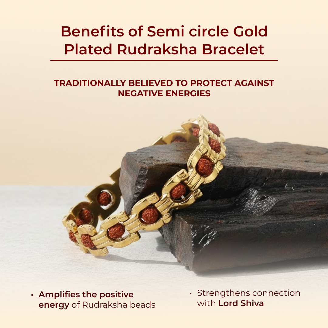 Semi Circle Gold Plated Rudraksha Bracelet