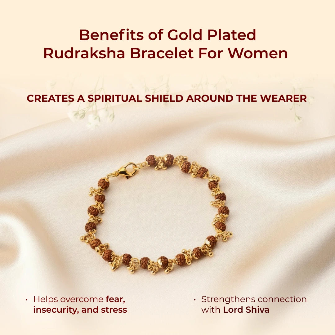 Gold Plated Rudraksha Bracelet For Women