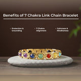 7 Chakra Link Chain Bracelet with Karungali