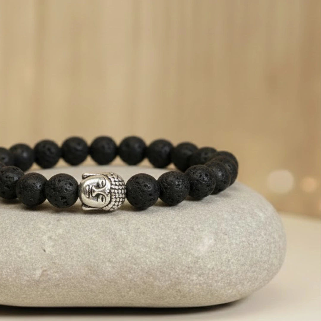 Lava Stone Buddha 7 Chakra Healing Bracelet
