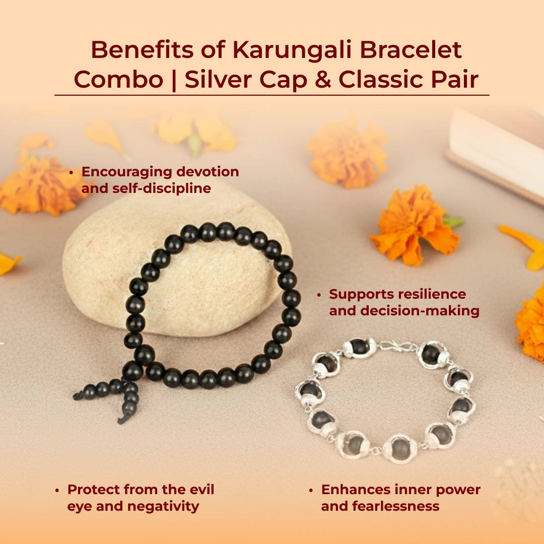 Karungali Bracelet Combo | Silver Cap & Classic Pair with Govt. Certification