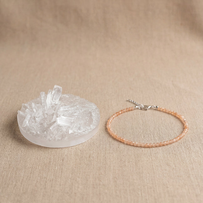 Rose Quartz Anklet and Free Selenite Plate for Love and Emotional Healing Combo