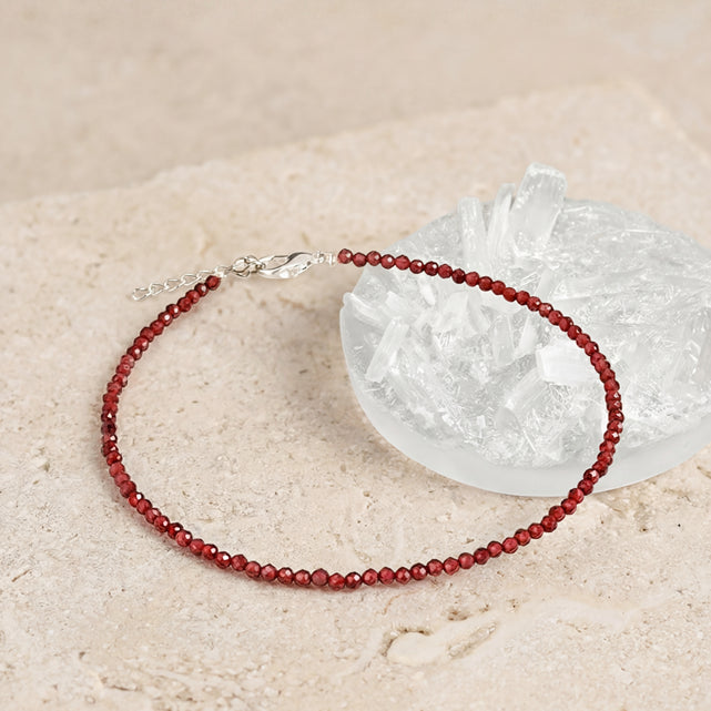 Red Garnet Anklet Plate for Energy and Motivation with Free Selenite Combo