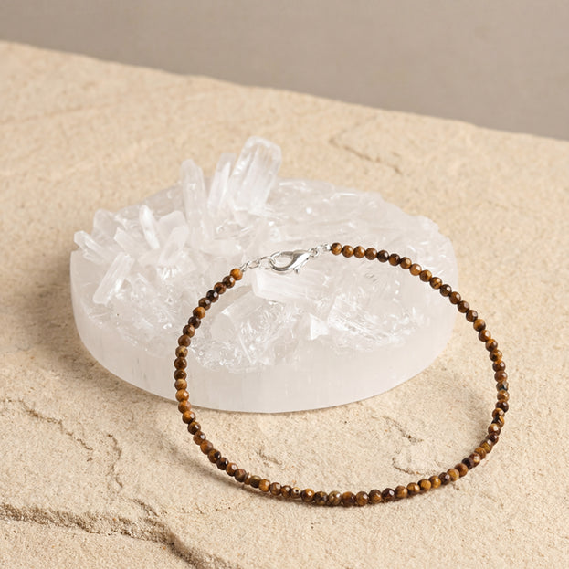 Tiger Eye Anklet for Confidence and Courage with Free Selenite Combo