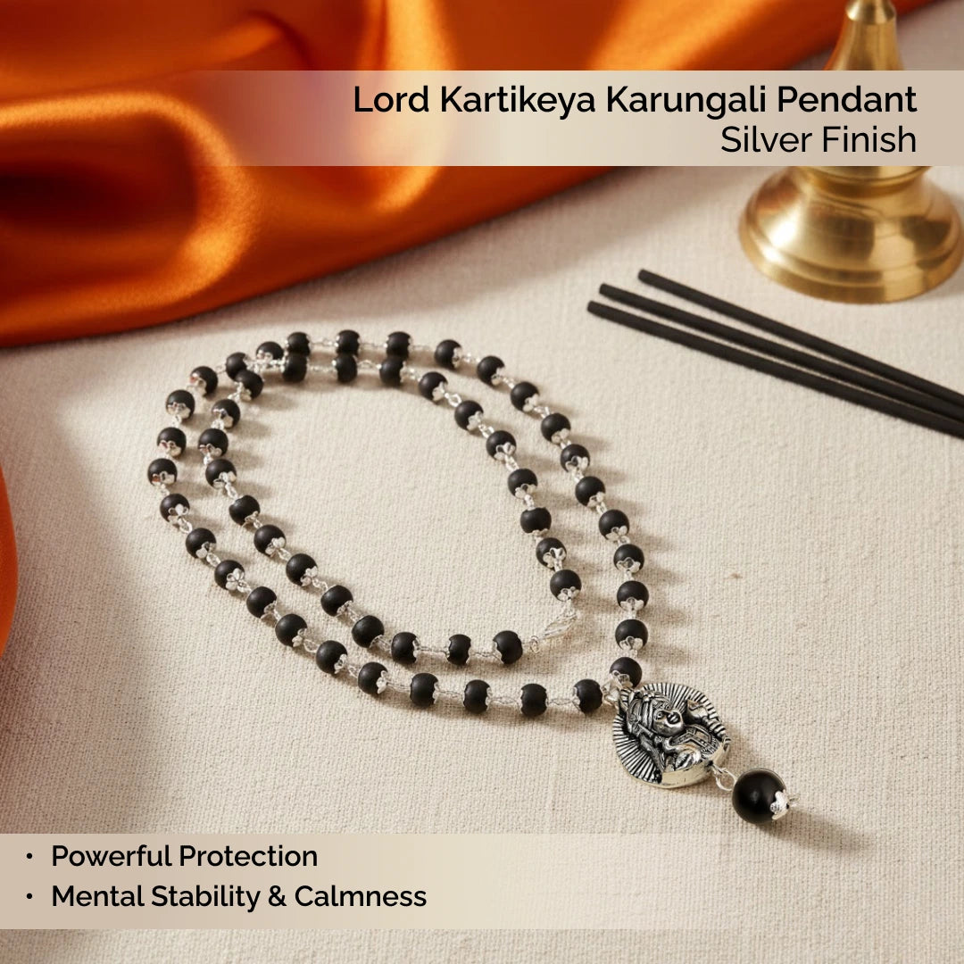 Lord Kartikeya Karungali Pendant in SIlver Finish