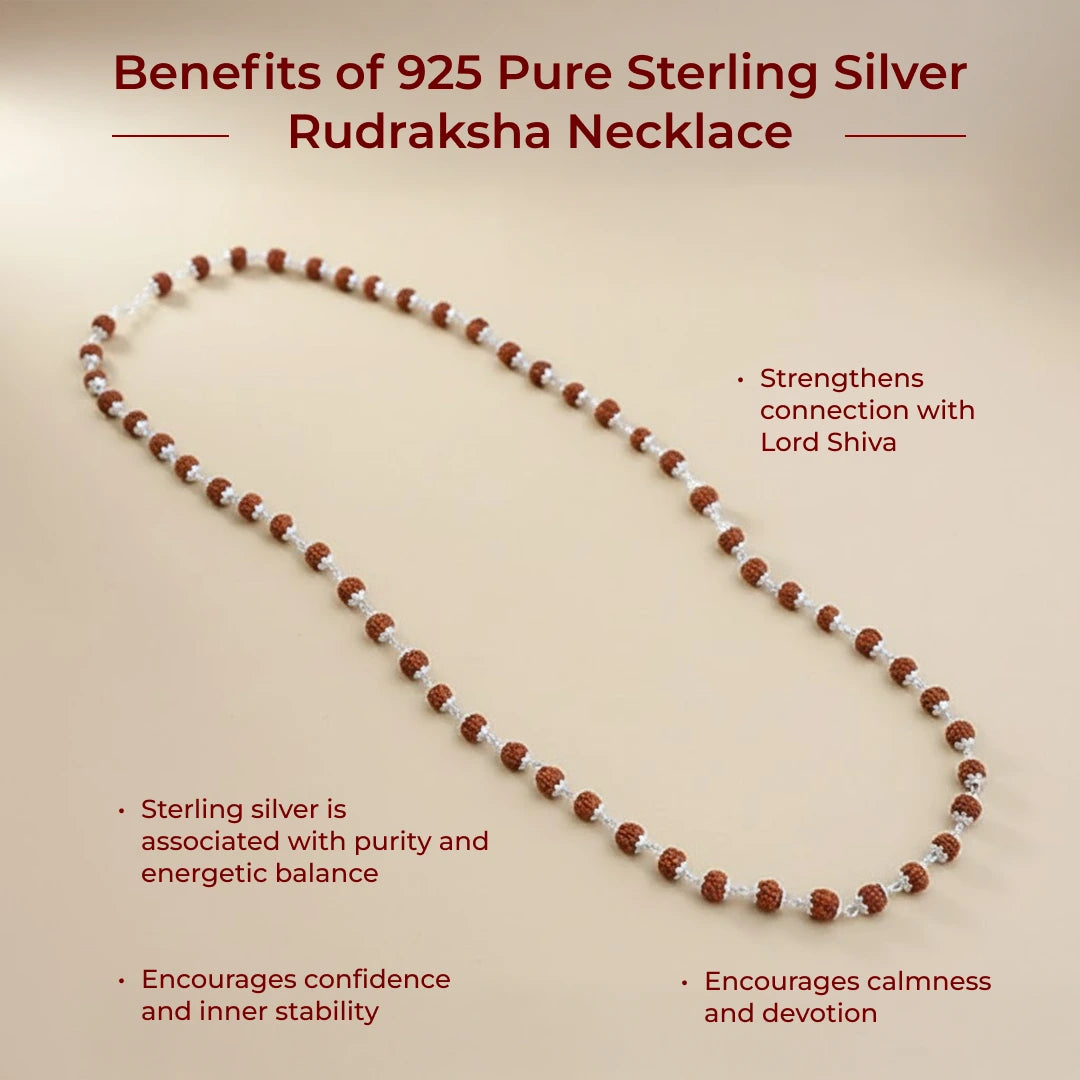 925 Pure Sterling Silver Rudraksha Necklace