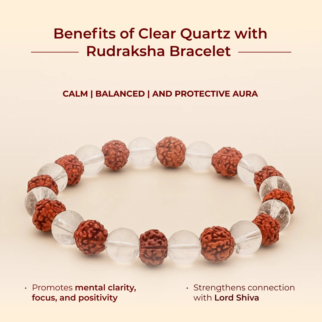 Clear Quartz with Rudraksha Bracelet