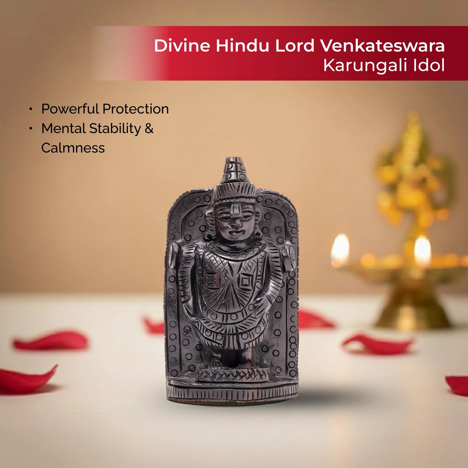 Divine Hindu Lord Venkateswara Karungali Idol