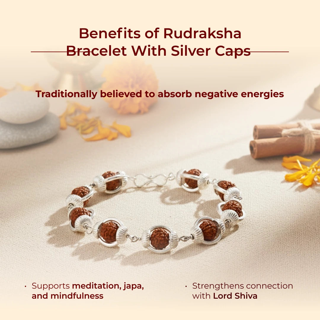 Rudraksha Bracelet With Silver Caps