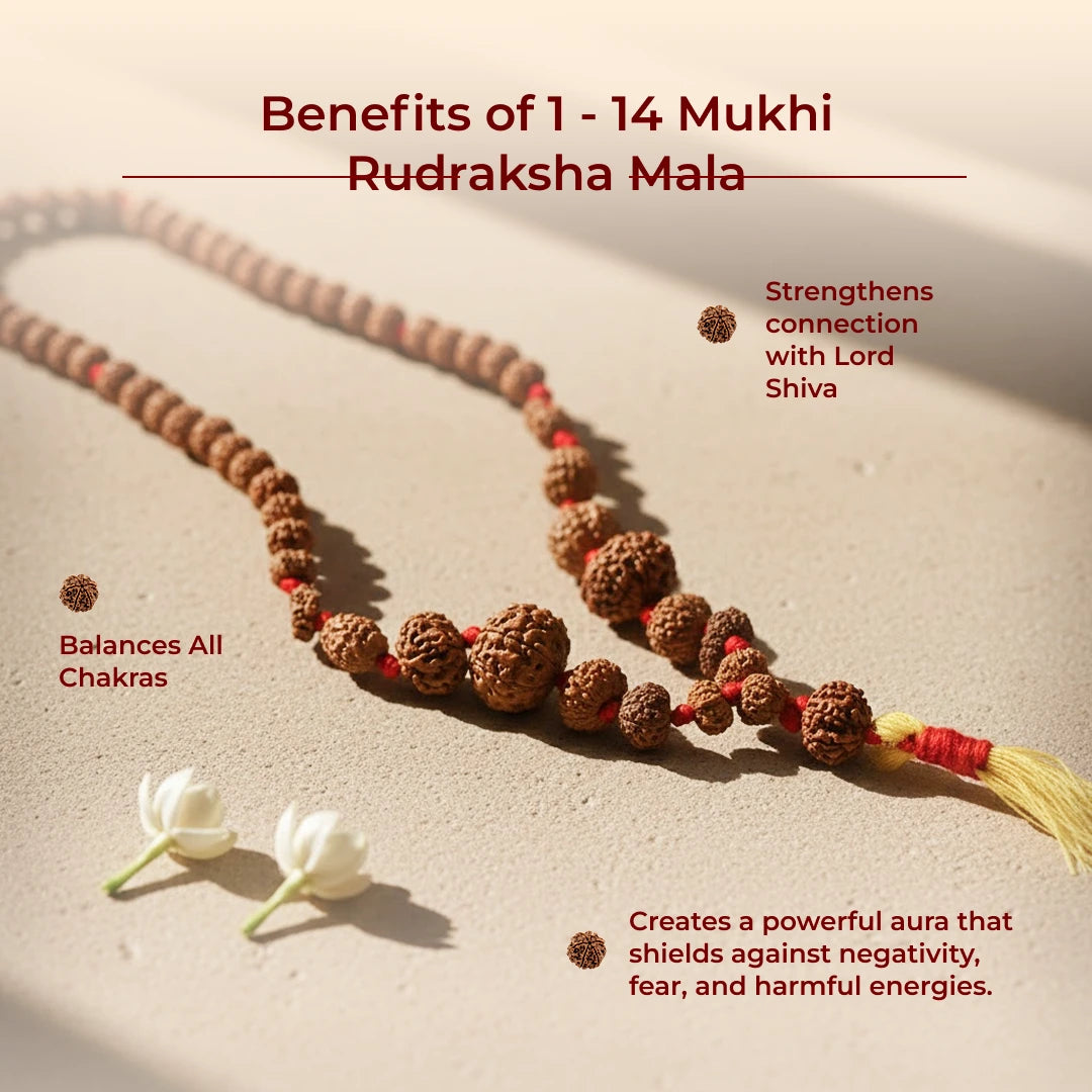 1 - 14 Mukhi Rudraksha Mala