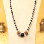 Silver Capped Karungali Malai with 6 Mukhi Rudraksha & Black Bead large