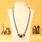 Silver Capped Karungali Malai with 6 Mukhi Rudraksha & Black Bead large