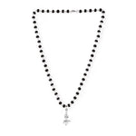 Silver Cap Karungali Mala with Trishul Nandi Pendant