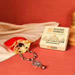 Rudraksha Karungali Mala in Silver-Cap with Shiv Trishul & Rudraksha Pendant