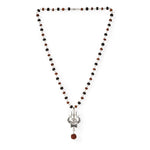 Rudraksha Karungali Mala in Silver-Cap with Shiv Trishul & Rudraksha Pendant