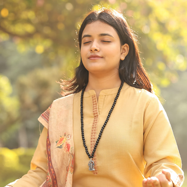 Karungali Malai with Lord murgan Pendant Lifestyle Female