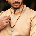 Rudraksha Karungali Malai in Gold-Cap with Om Pendant Lifestyle Men