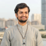 Rudraksha Karungali Malai in Silver-Cap with Om Shiva Trishul with Larger Bead