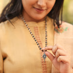 Rudraksha Karungali Malai in Silver-Cap with Lord Murugan Shastra Pendant Lifestyle Female