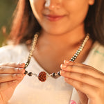 Karungali Mala in Silver-Cap with 5 Mukhi Rudraksha