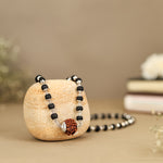 Karungali Mala in Silver-Cap with 5 Mukhi Rudraksha