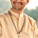 Karungali Mala in Silver-Cap with 5 Mukhi Rudraksha