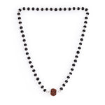 Karungali Mala in Silver-Cap with 5 Mukhi Rudraksha