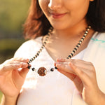 Karungali Mala in Silver-Cap with 7 Mukhi Rudraksha