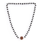 Karungali Mala in Silver-Cap with 7 Mukhi Rudraksha