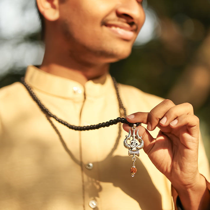 Karungali Malai with Shiv Trishul & Rudraksha Pendant Lifestyle Male