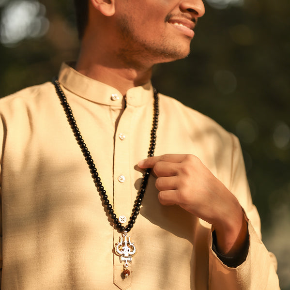 Karungali Malai with Shiv Trishul & Rudraksha Pendant Lifestyle Male