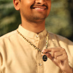 Karungali Malai with Gold-Plated Caps & Om Namah Shivaya Pendant