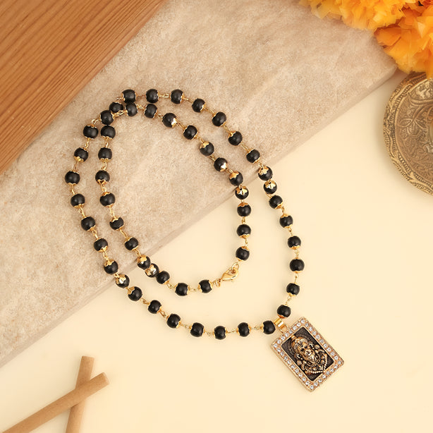 Hanuman Medallion Pendant with Gold Platted Karungali