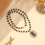 Hanuman Crystal Halo Pendant with Gold Platted Karungali