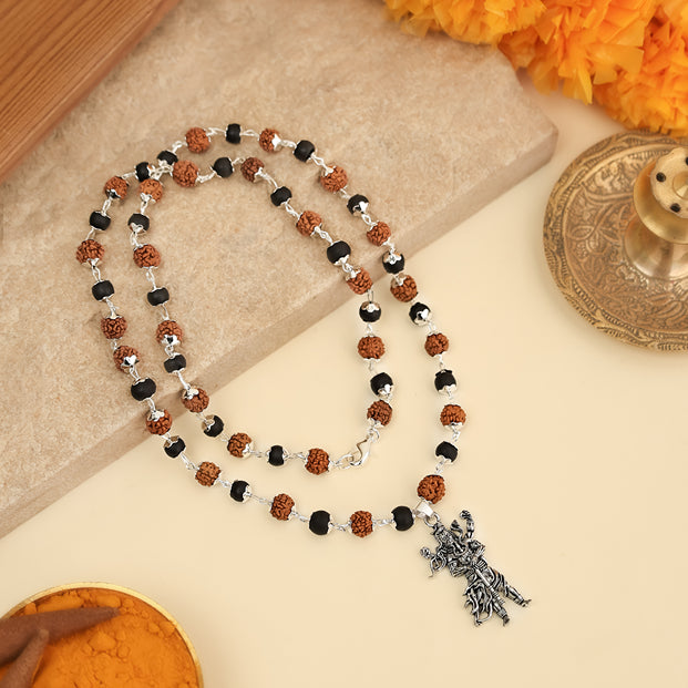 Mahadev Murti Pendant with Karungali & Rudraksha