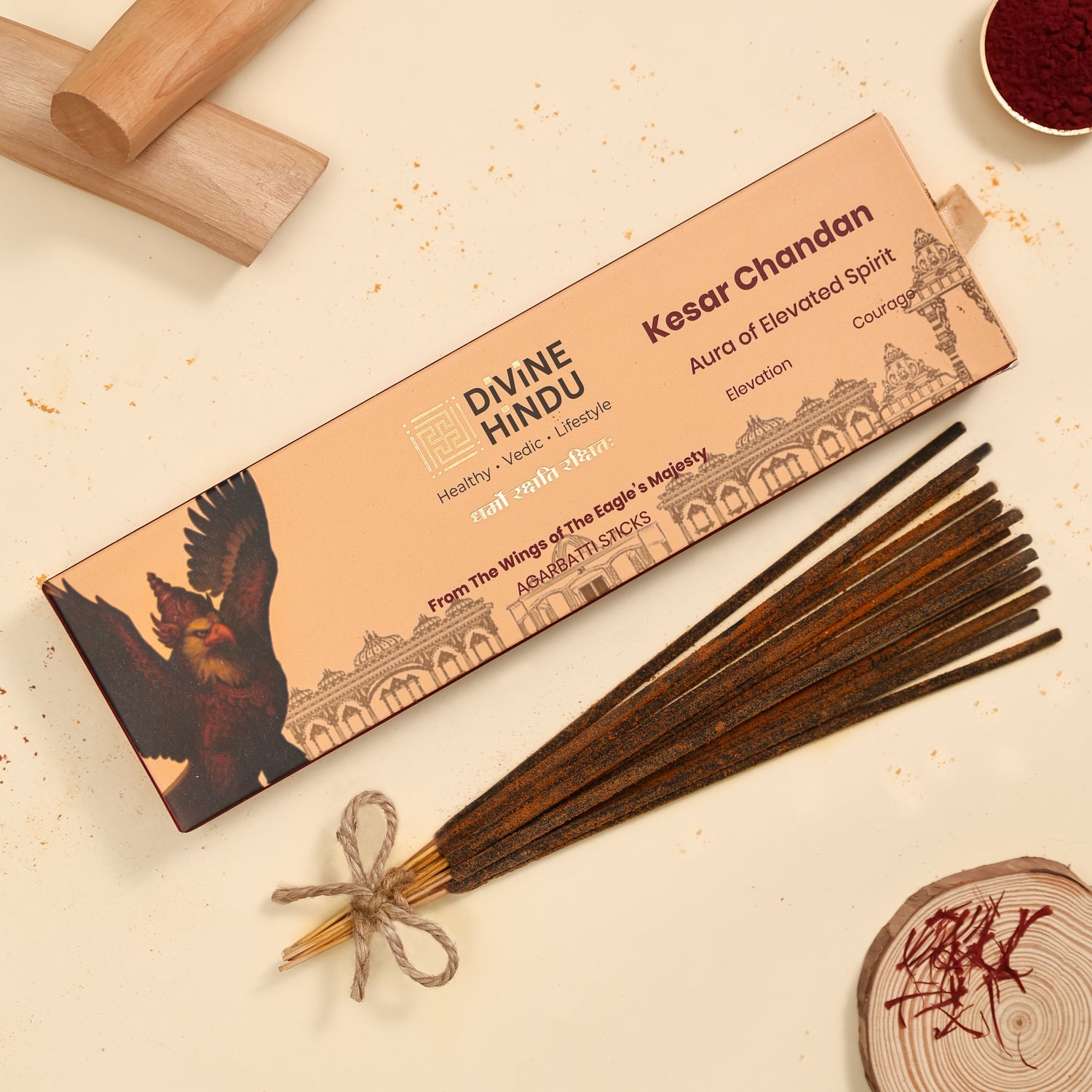 Natural Kesar Chandan & Kasturi Mrig / Incense Sticks (Pack of 60)